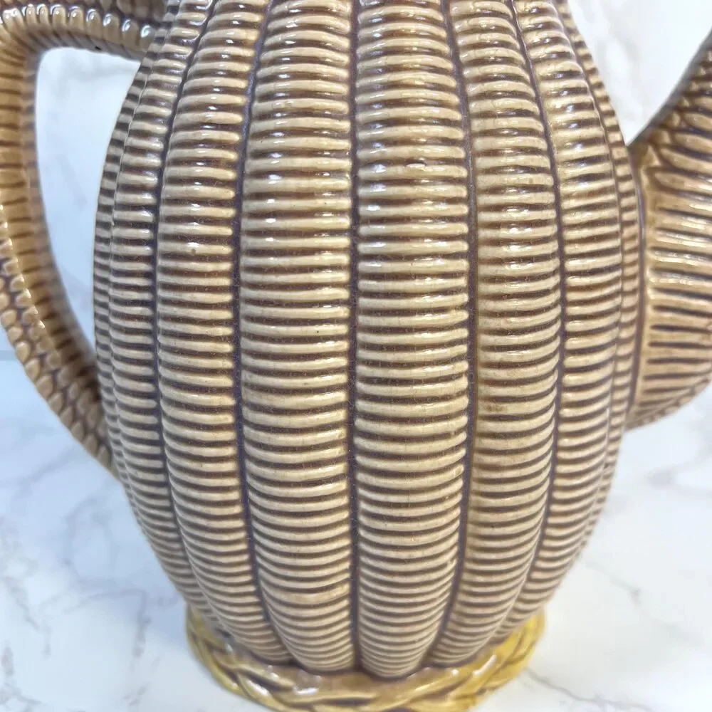 Vintage Tilso Japan Basketweave Teapot, Mid-Century Ceramic Fruit Lid, Retro